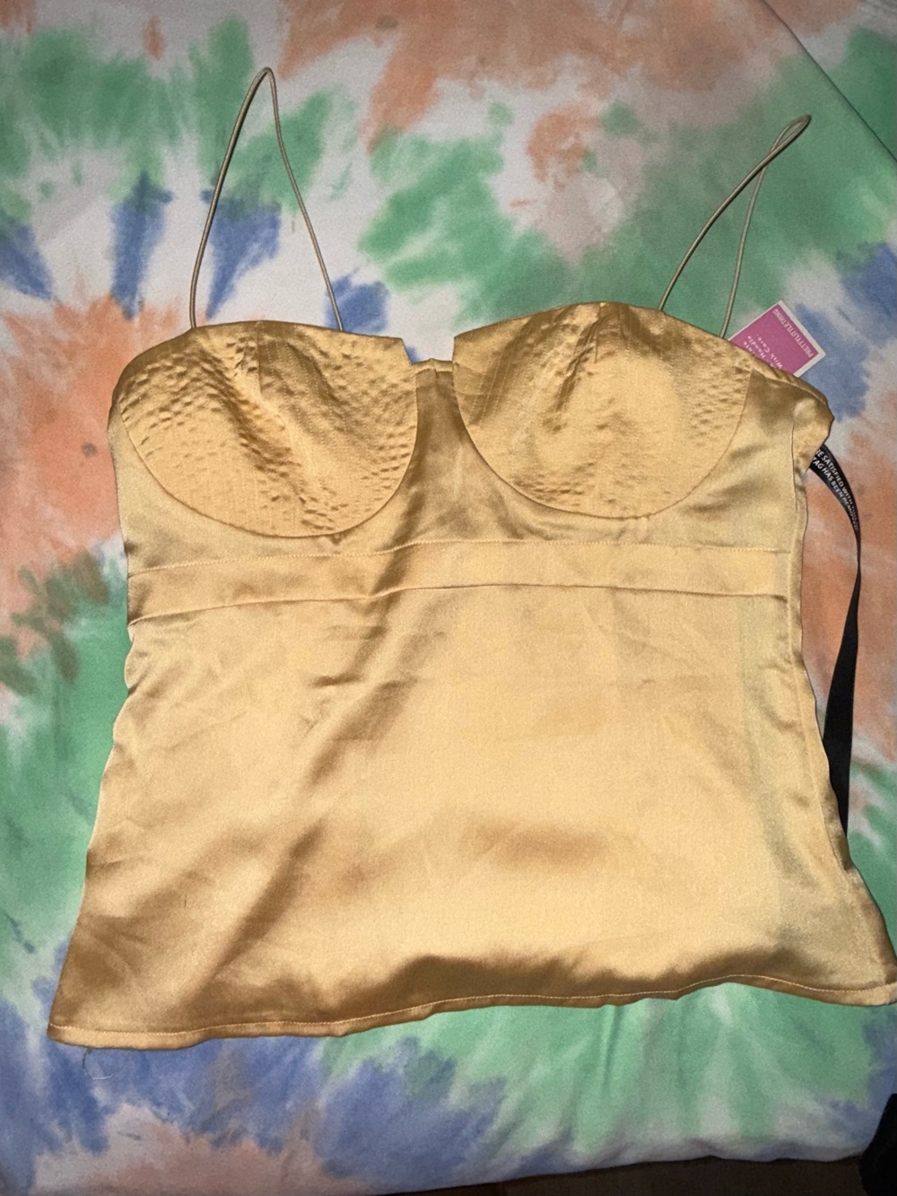 PrettyLittleThing Nude Satin Cami Bustier Top